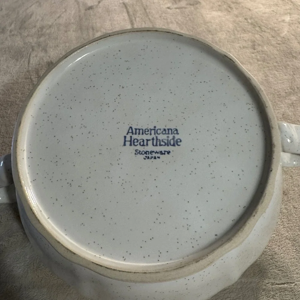 Americana Hearthside Berries n Cream Vintage Stoneware Sugar Bowl Casserole Set